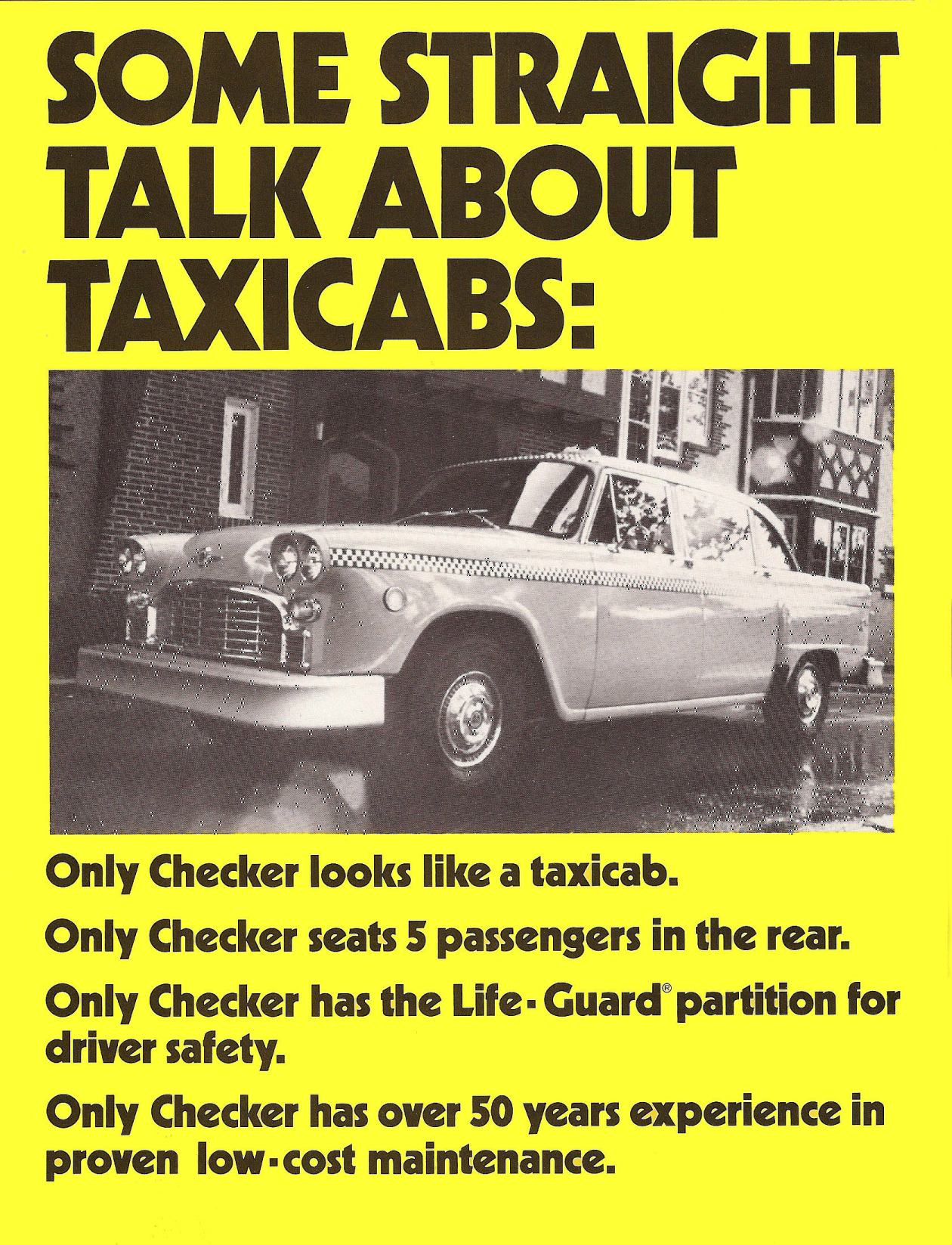 1976 Checker Taxicabs Brochure Page 1